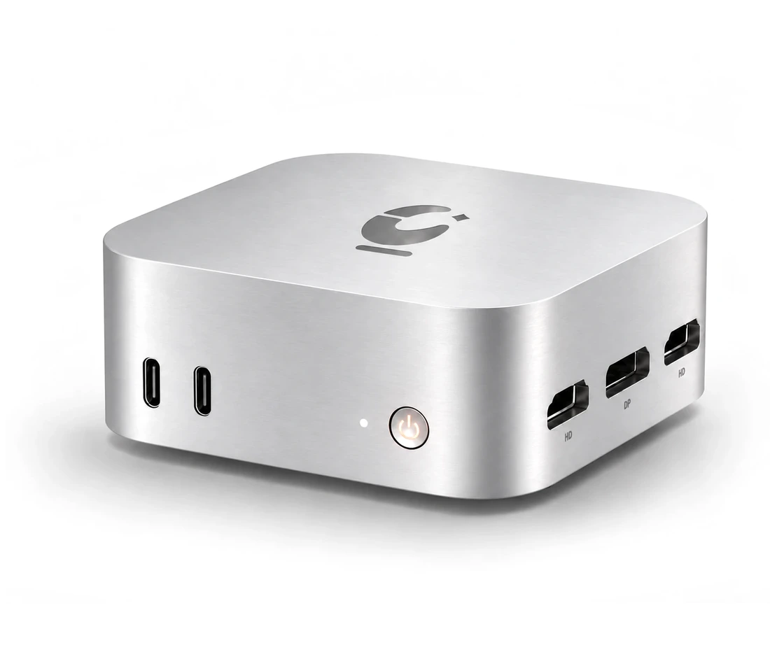 ClawHarbor Box, a compact silver desktop computer
